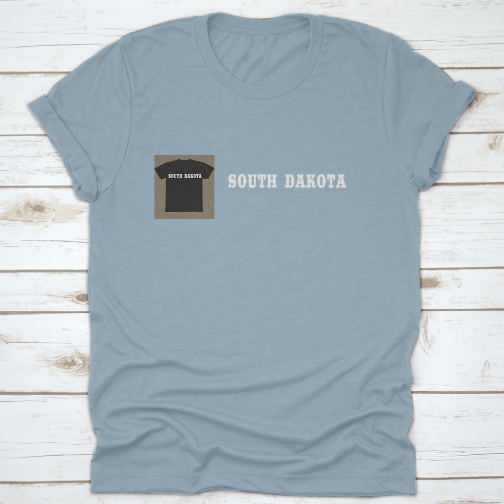 A stylish South Dakota Text Lettering Tourism Travel Shirt made of soft cotton, featuring a classic fit and midweight fabric, ideal for travel enthusiasts.