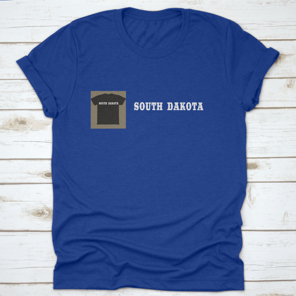 A stylish South Dakota Text Lettering Tourism Travel Shirt made of soft cotton, featuring a classic fit and midweight fabric, ideal for travel enthusiasts.