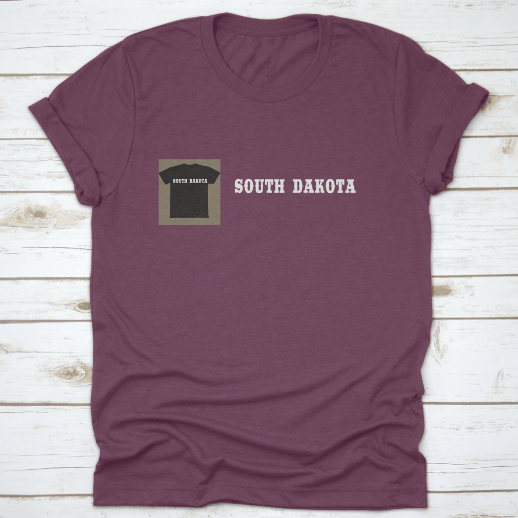 A stylish South Dakota Text Lettering Tourism Travel Shirt made of soft cotton, featuring a classic fit and midweight fabric, ideal for travel enthusiasts.