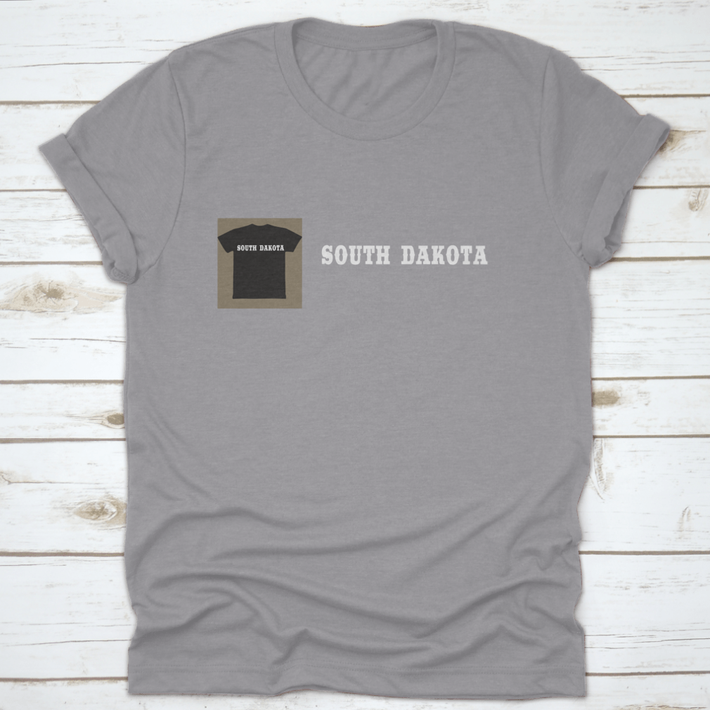 A stylish South Dakota Text Lettering Tourism Travel Shirt made of soft cotton, featuring a classic fit and midweight fabric, ideal for travel enthusiasts.