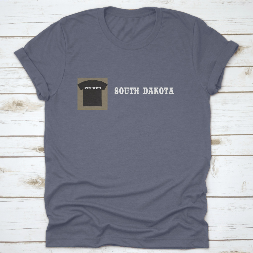 A stylish South Dakota Text Lettering Tourism Travel Shirt made of soft cotton, featuring a classic fit and midweight fabric, ideal for travel enthusiasts.