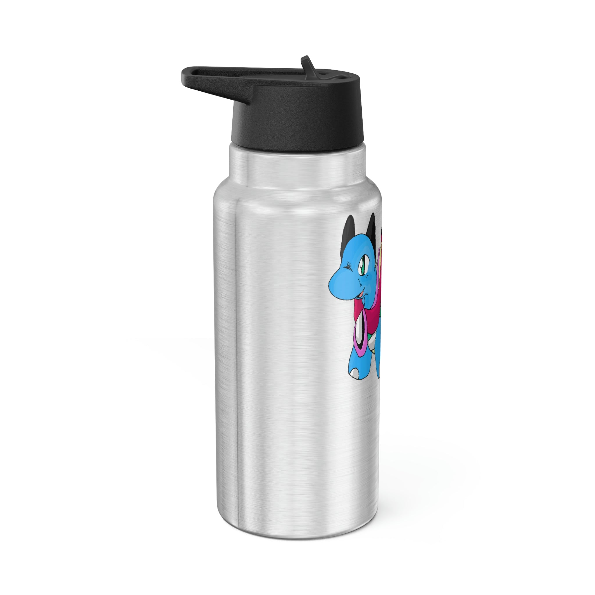 Spa Gator Tumbler in stainless steel with a custom design, featuring a plastic straw.