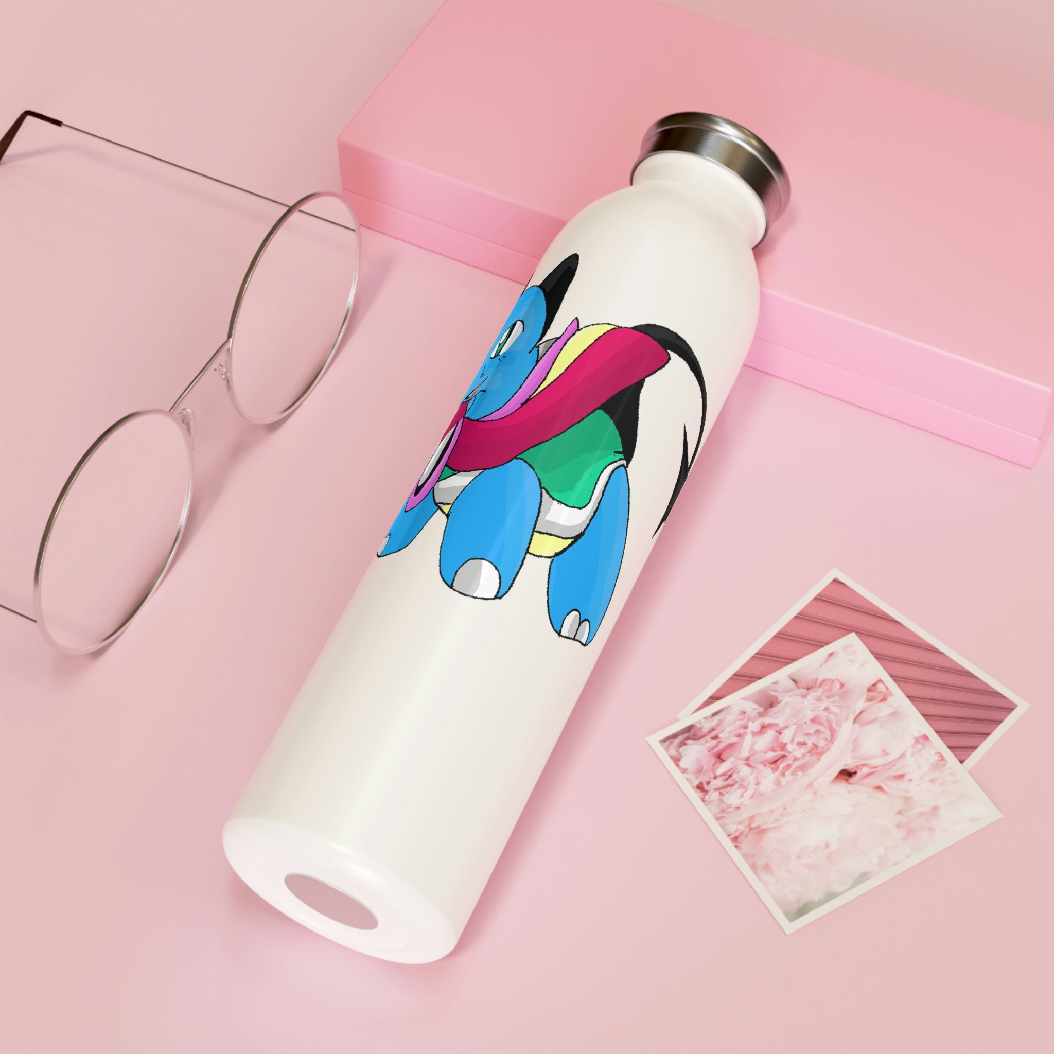 Spa Slim Water Bottle with matte finish and silver cap, showcasing a stylish design and 20oz capacity.