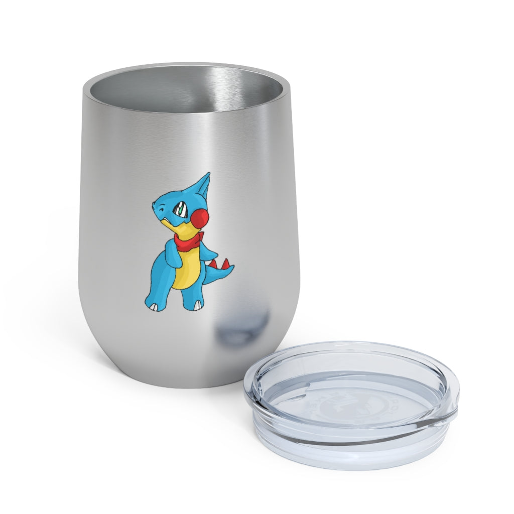 Spakeel 12oz Insulated Wine Tumbler in stainless steel with a clear plastic lid, showcasing a stylish design.