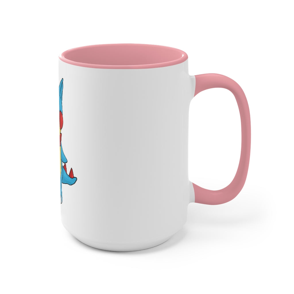 Spakeel Accent Mug showcasing a two-tone design with a white exterior and a colored interior, available in red, pink, and black options.