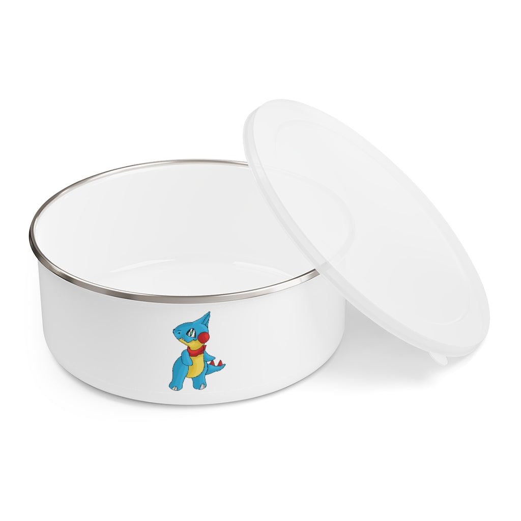 Spakeel Enamel Bowl featuring a cool hipster chic design, made from stainless steel with a translucent plastic lid.