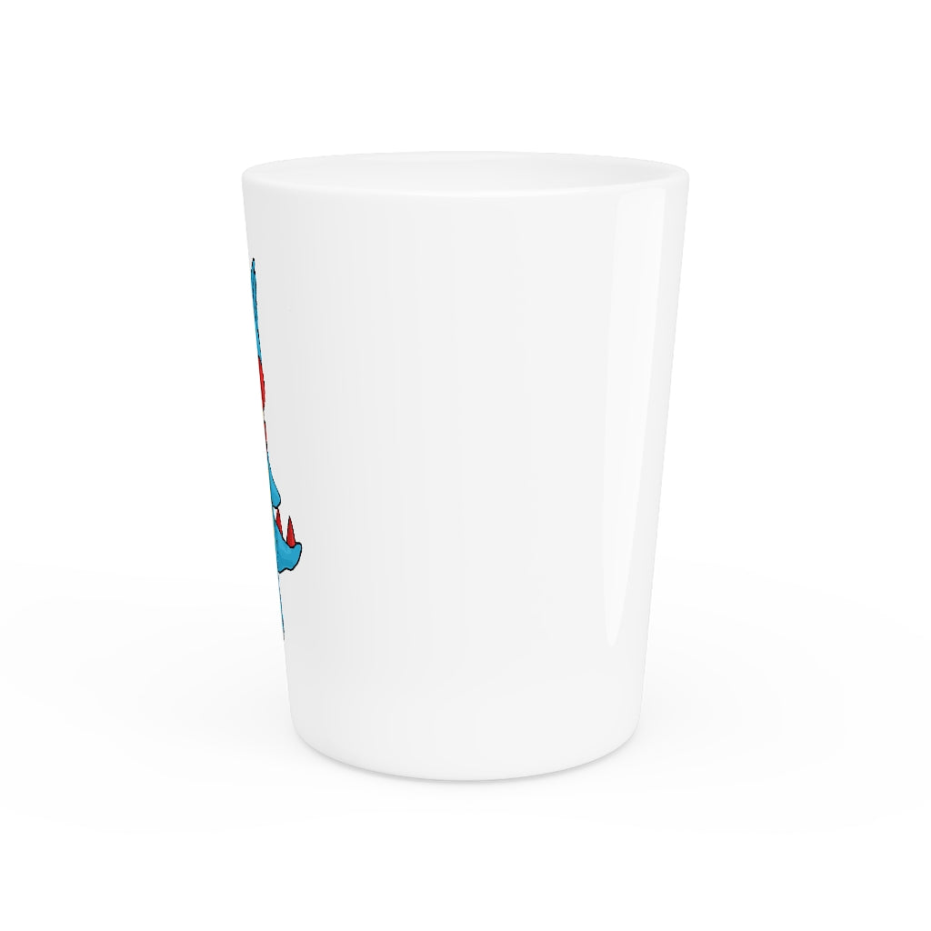 Personalized Spakeel Shot Glass with white ceramic and customizable design, available in black or white interior.