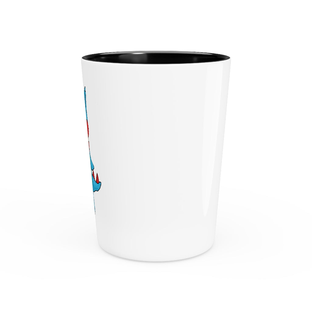 Personalized Spakeel Shot Glass with white ceramic and customizable design, available in black or white interior.