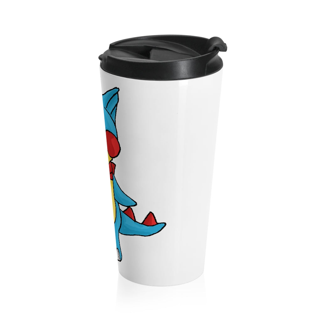 Spakeel Stainless Steel Travel Mug with black lid, showcasing its sleek design and durable material.