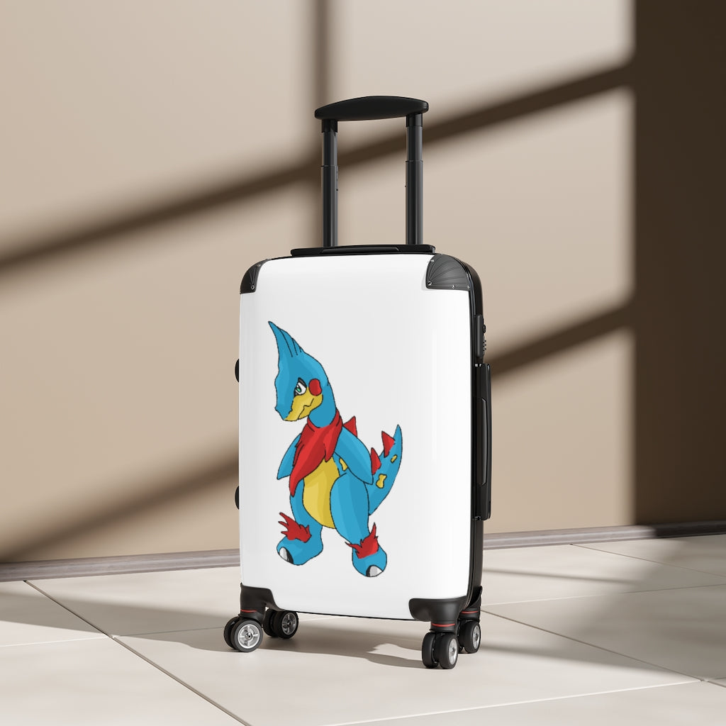 Spakez Cabin Suitcase featuring personalized faux leather design, adjustable handle, and double wheels for easy maneuverability.