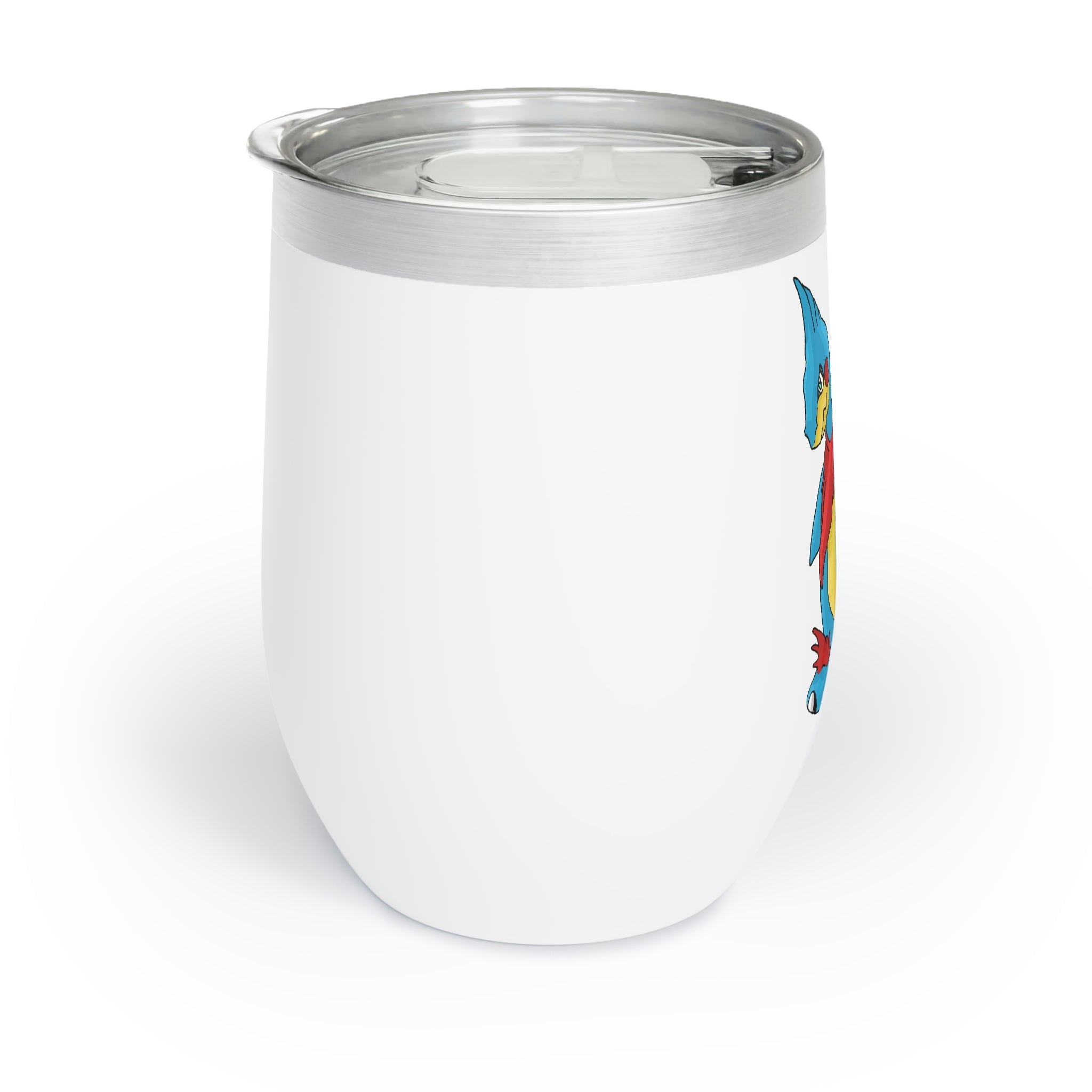 Spakez Chill Wine Tumbler in stainless steel with a customizable design, showcasing its double-insulated walls and stemless shape.