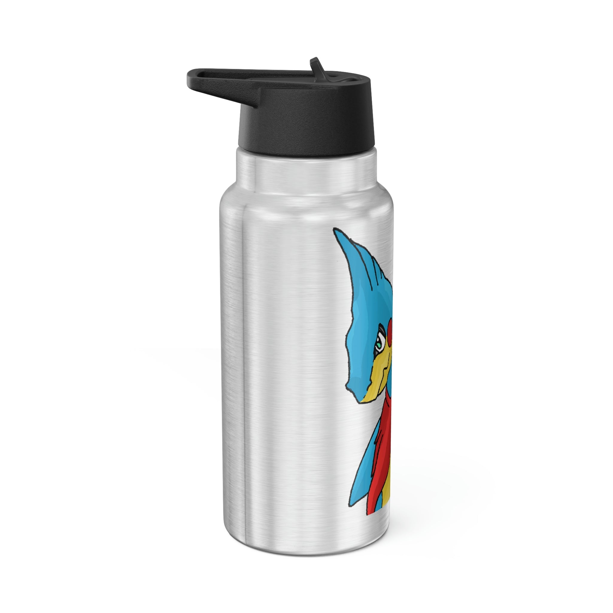 Spakez Gator Tumbler in stainless steel with a custom design and plastic straw, showcasing its 32 oz capacity.