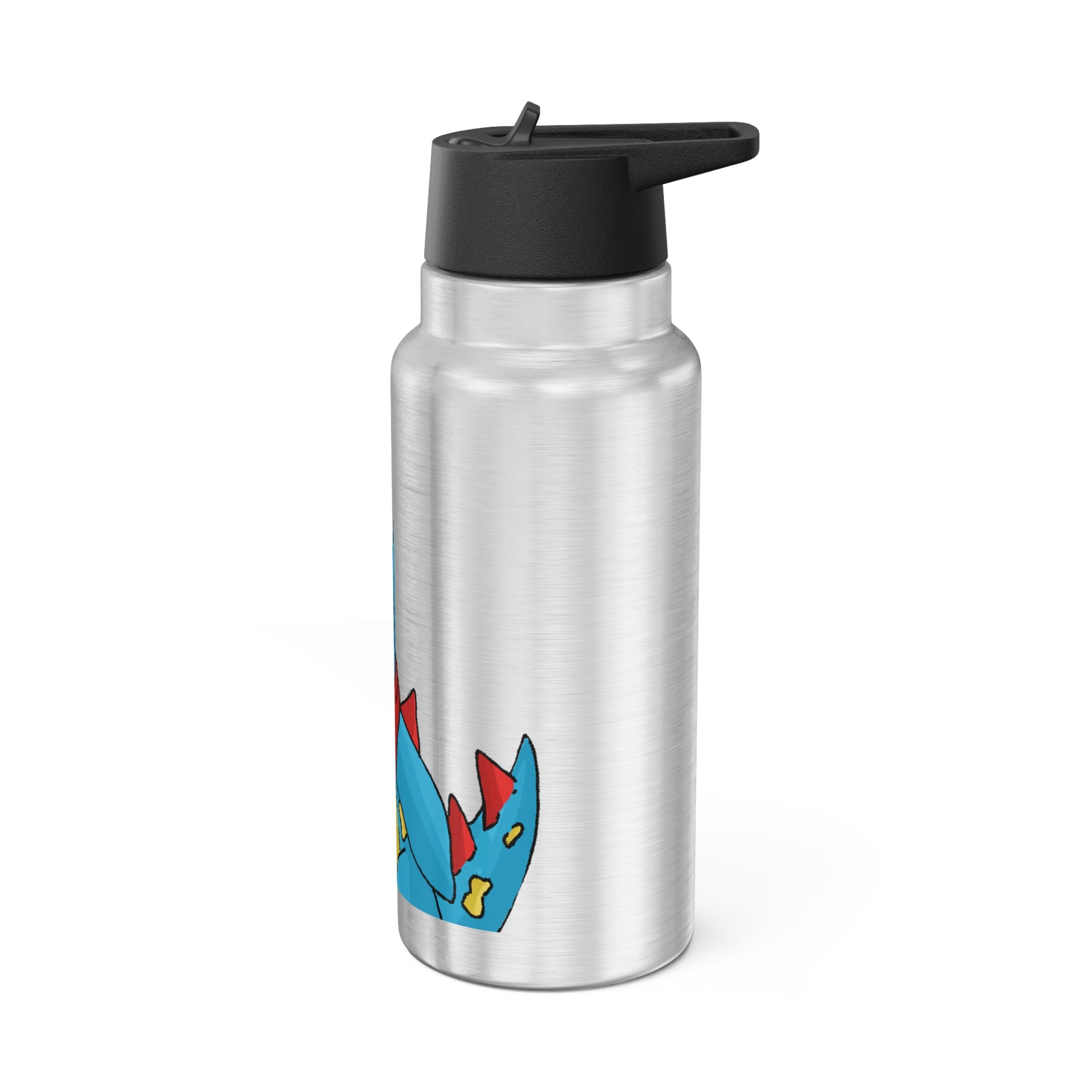 Spakez Gator Tumbler in stainless steel with a custom design and plastic straw, showcasing its 32 oz capacity.