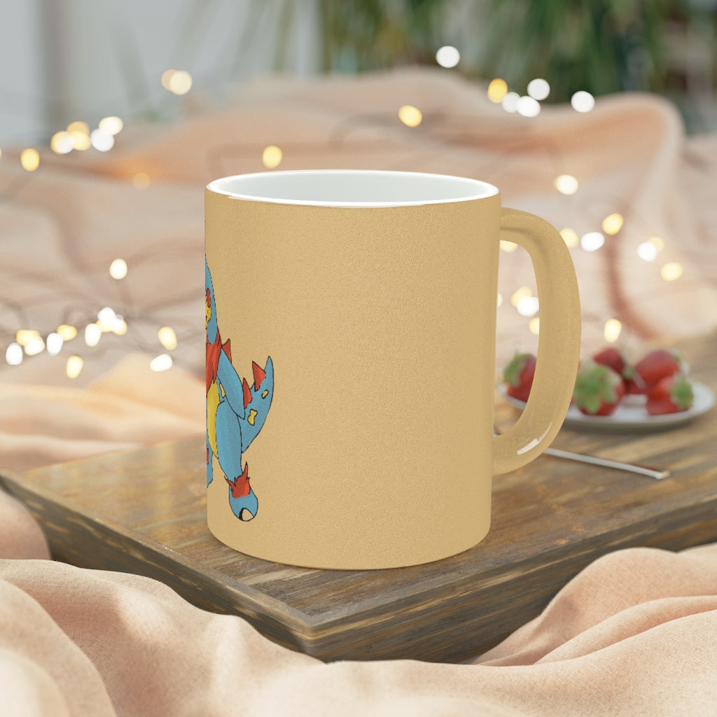 Spakez Metallic Mug in Gold and Silver finishes, showcasing personalized designs and a comfortable C-handle.