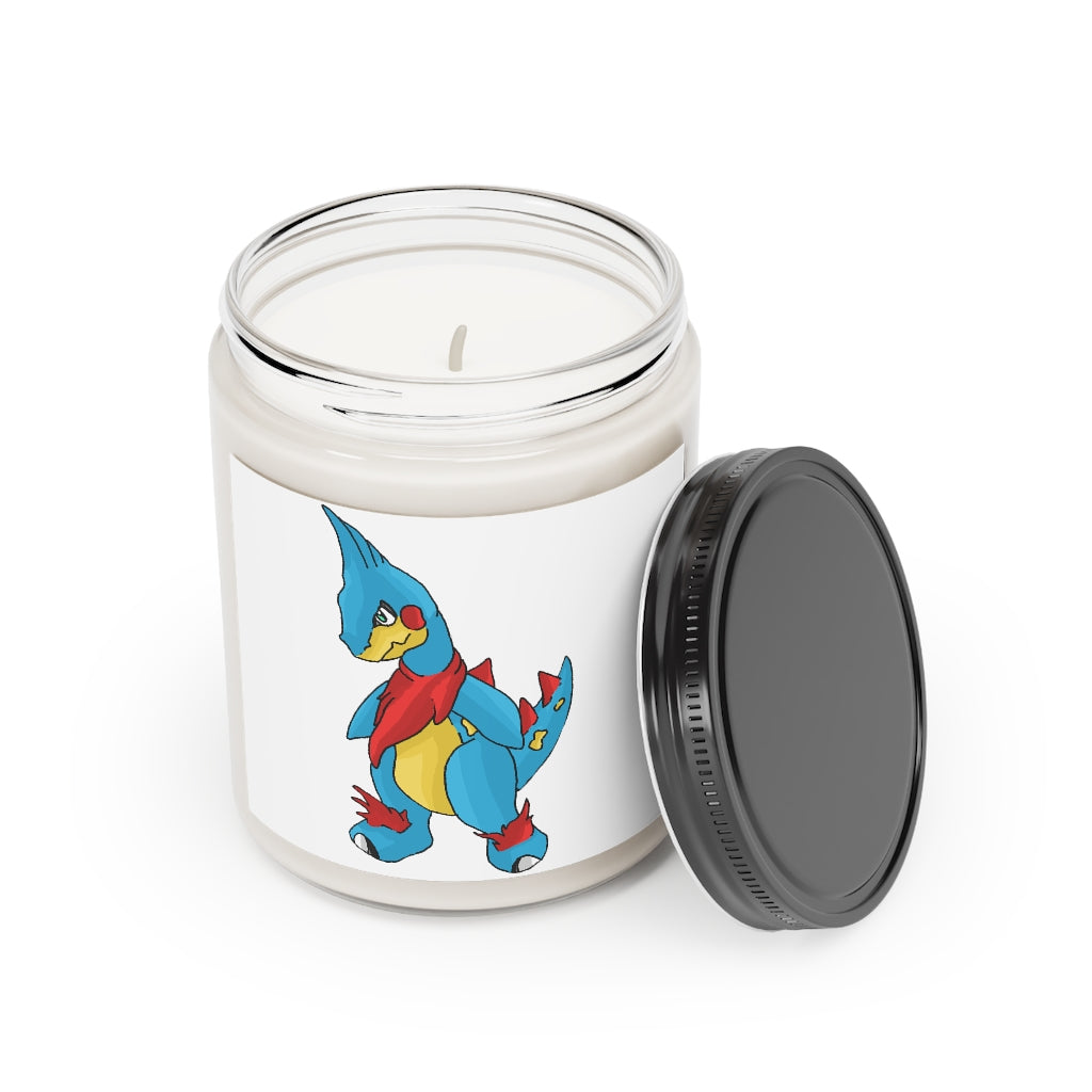 Spakez Scented Candle in a glass container, featuring a permanent label, showcasing its vegan soy coconut wax and soothing fragrances.