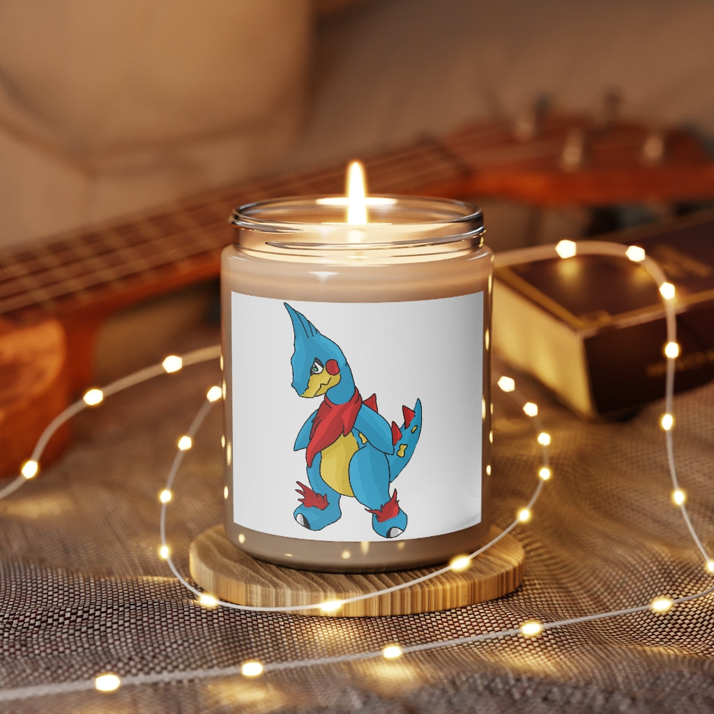 Spakez Scented Candle in a glass container, featuring a permanent label, showcasing its vegan soy coconut wax and soothing fragrances.