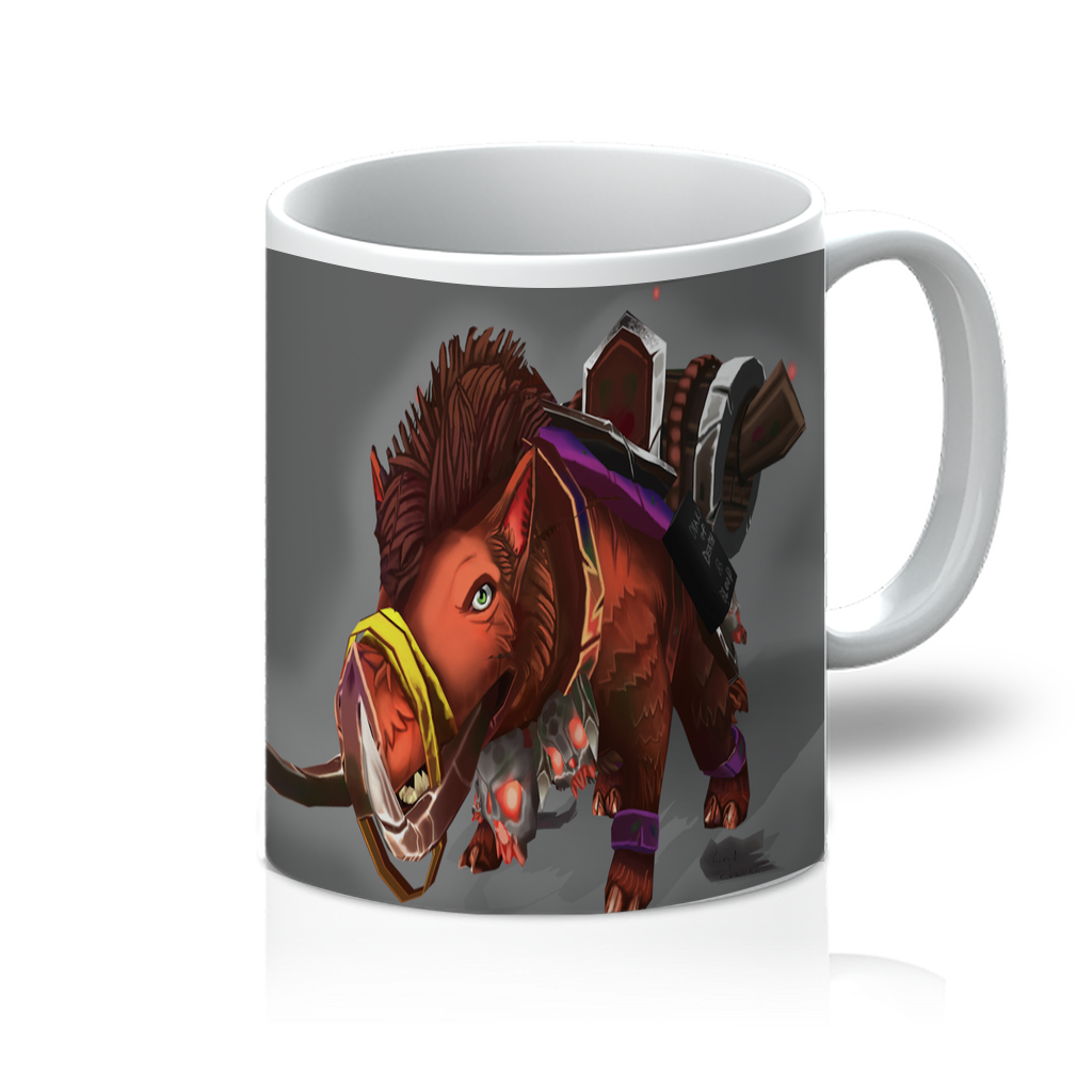 Spam The Death Mount Pig 11oz Mug showcasing vibrant sublimation print on a flawless white surface.