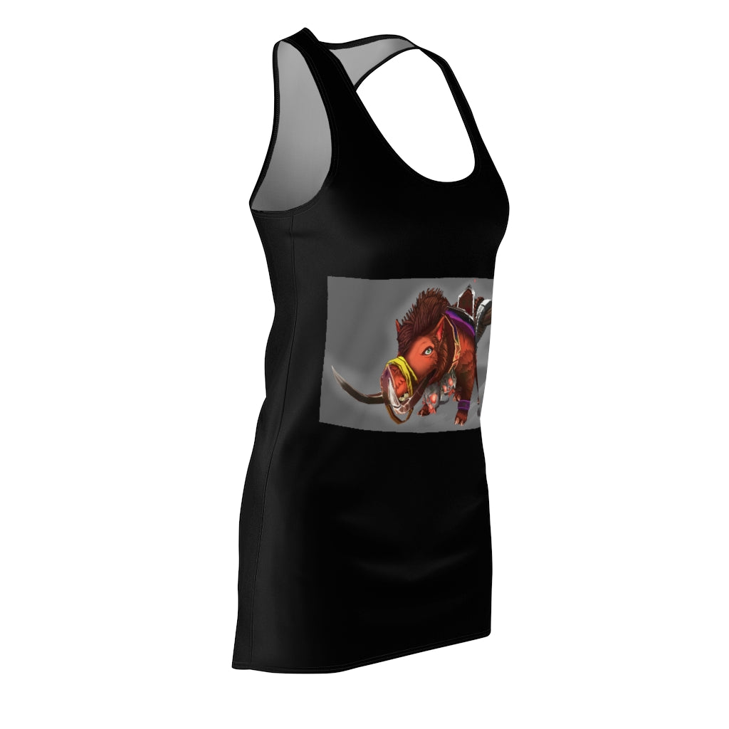 Spam the Death Mount Women's Cut & Sew Racerback Dress featuring a stylish design and sporty fit, made from lightweight polyester.