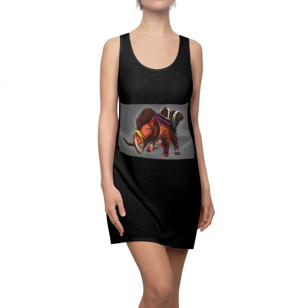 Spam the Death Mount Women's Cut & Sew Racerback Dress featuring a stylish design and sporty fit, made from lightweight polyester.