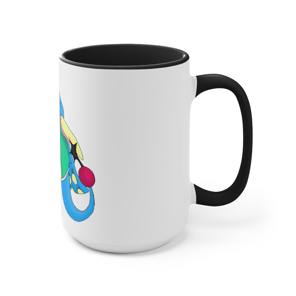 Spanglex Accent Mug featuring a two-tone design with a white exterior and a colored interior, available in red, pink, and black options.