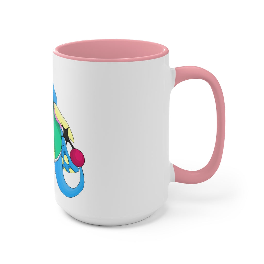 Spanglex Accent Mug featuring a two-tone design with a white exterior and a colored interior, available in red, pink, and black options.