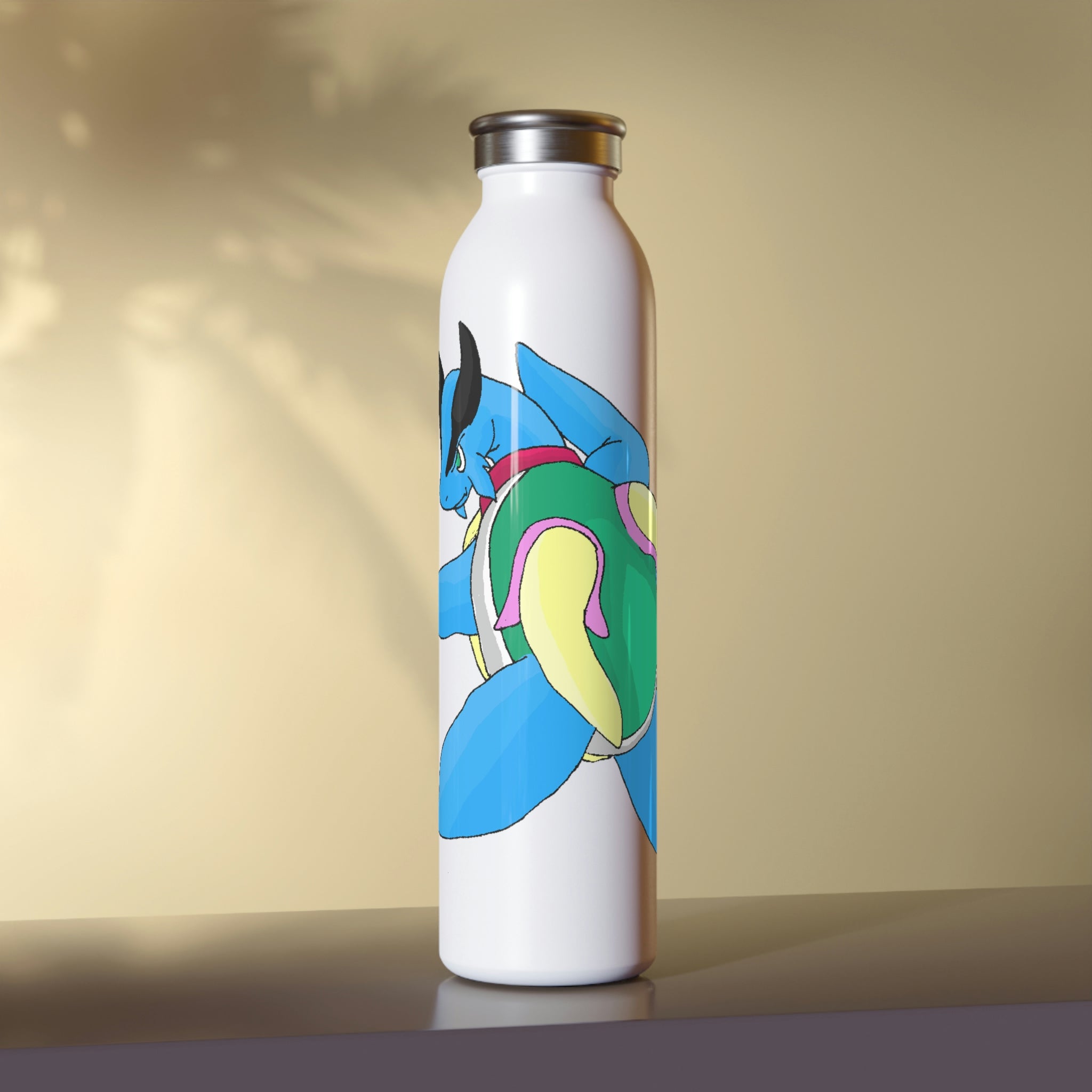 Spanglex Slim Water Bottle with matte finish and silver cap, showcasing customizable design options.