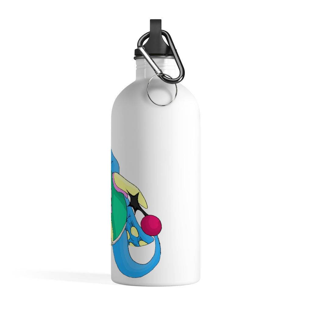 Spanglex Stainless Steel Water Bottle with a plastic screw top and carabiner, showcasing its stylish design and lightweight structure.