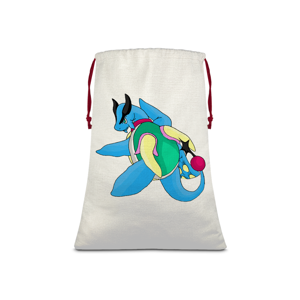 Spanglex Sublimation Linen Drawstring Sack with red drawstring, showcasing its linen texture and eco-friendly print design.