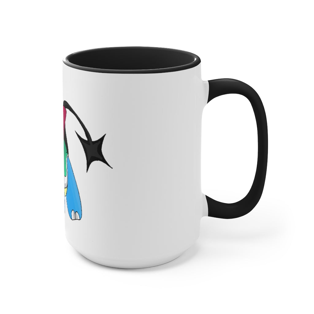 A stylish two-tone Spanx Accent Mug featuring a white exterior with a colored interior, available in red, pink, and black options.