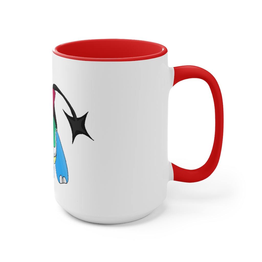 A stylish two-tone Spanx Accent Mug featuring a white exterior with a colored interior, available in red, pink, and black options.