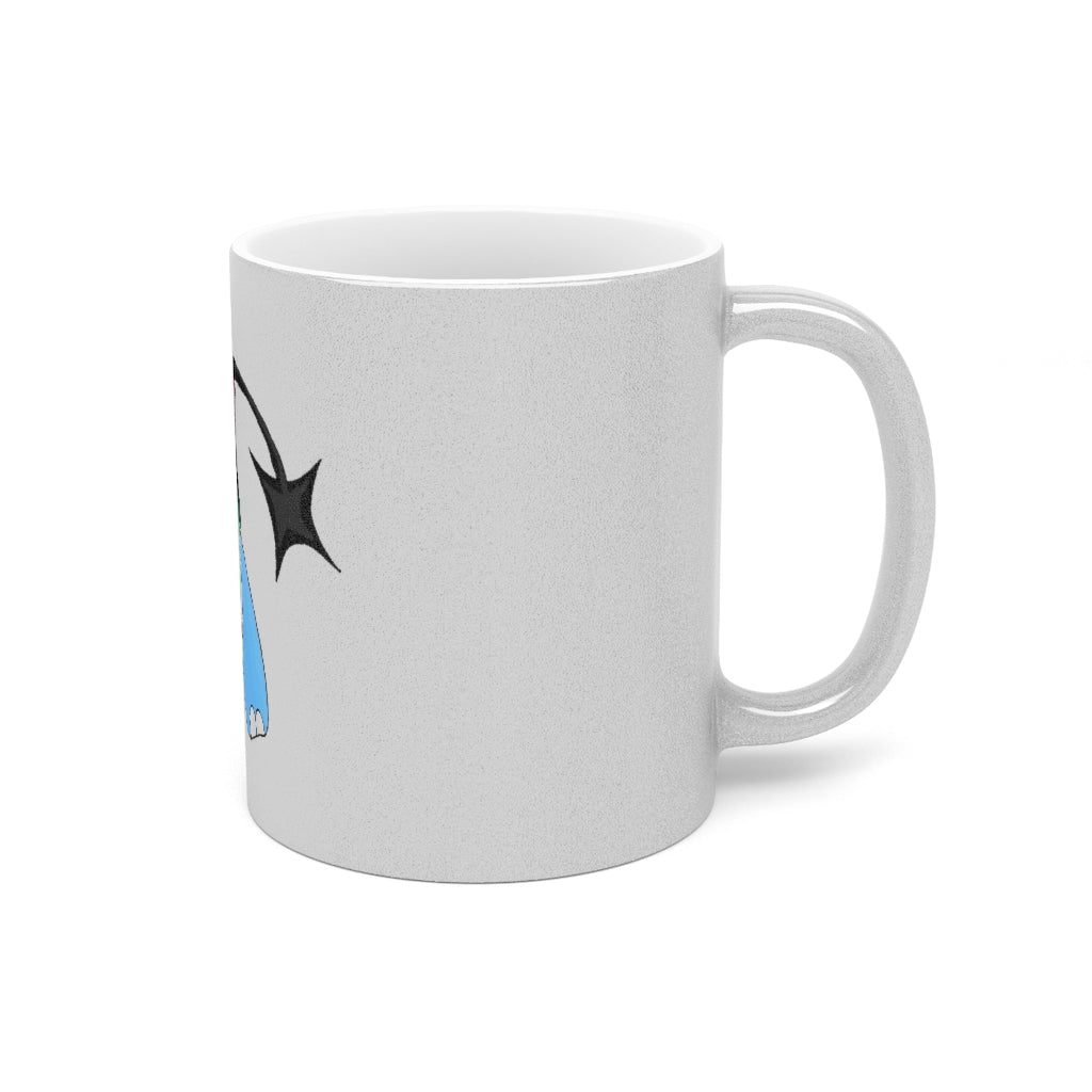 A stylish Spanx Metallic Mug in Silver and Gold, showcasing personalized designs on a ceramic surface.