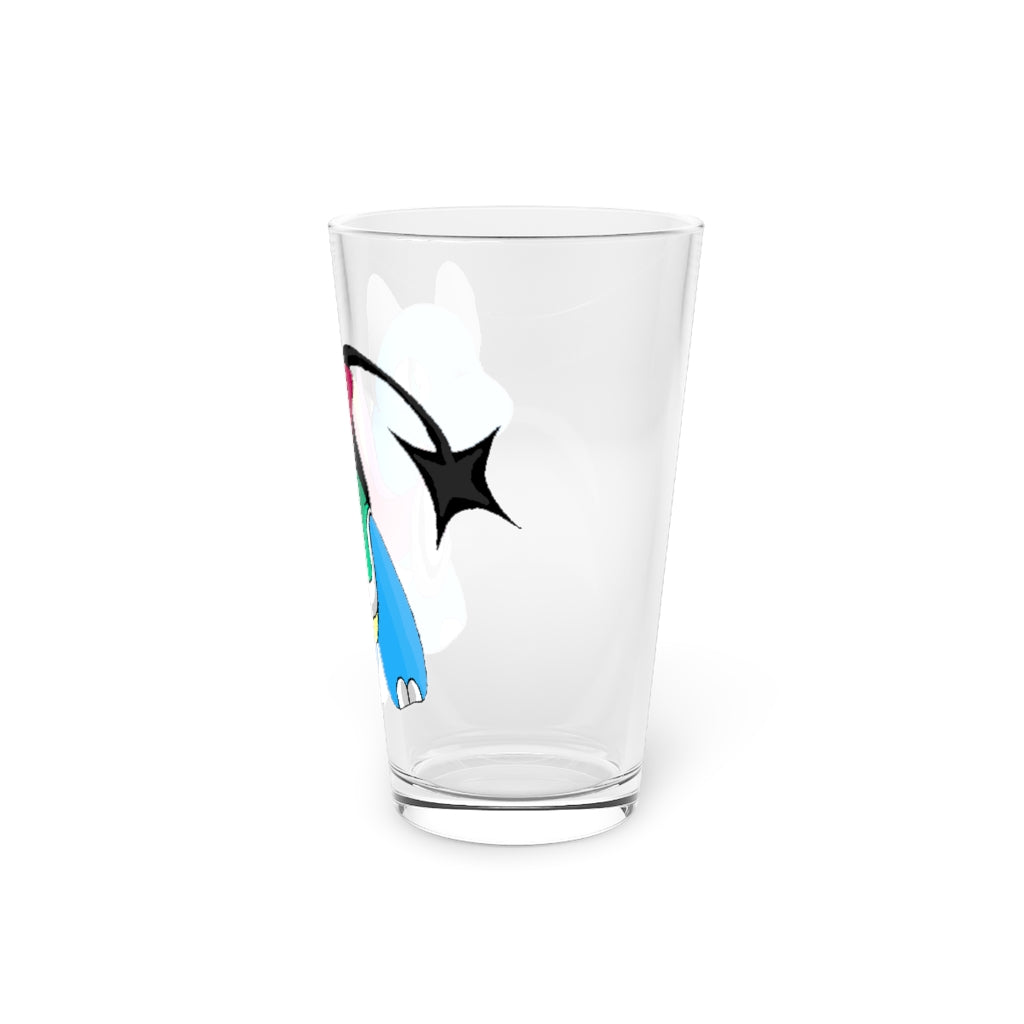 A clear 16oz Spanx pint glass showcasing its elegant design, perfect for personalized printing.