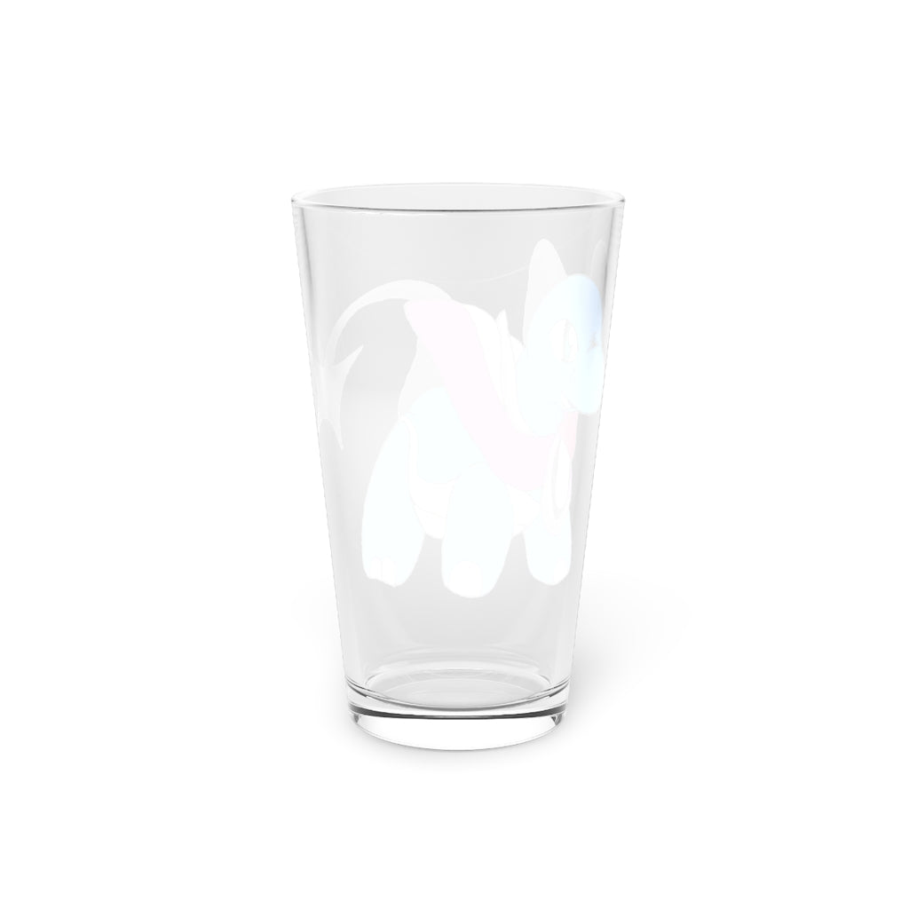 A clear 16oz Spanx pint glass showcasing its elegant design, perfect for personalized printing.