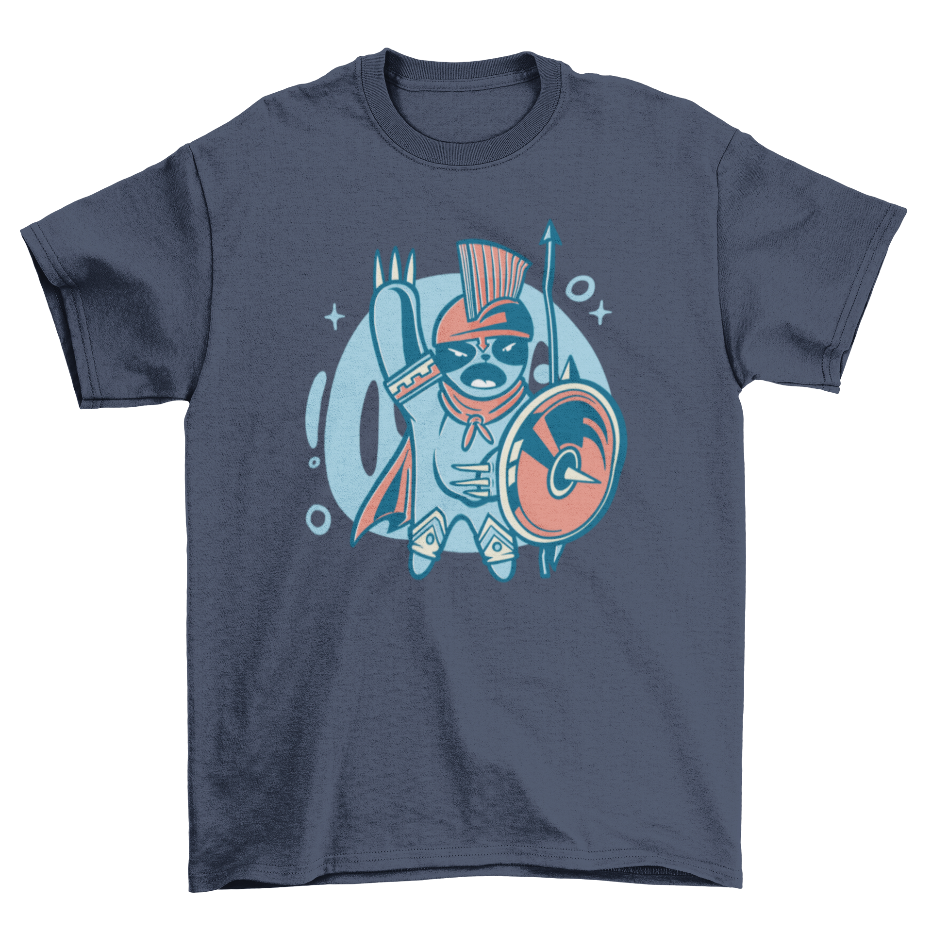 A humorous t-shirt featuring a Spartan sloth warrior design, showcasing a sloth in a Spartan helmet and armor.