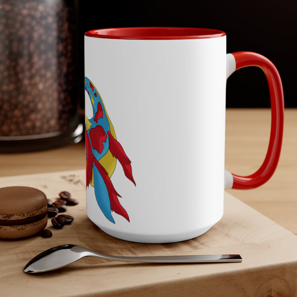 Sphale Accent Mug featuring a white exterior with a vibrant colored interior, showcasing its two-tone design and ergonomic C-handle.