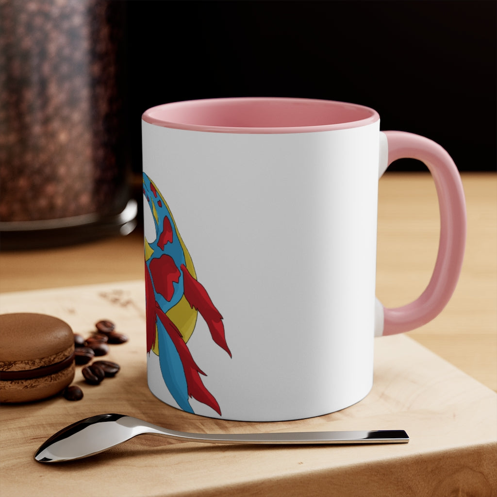 Sphale Accent Mug featuring a white exterior with a vibrant colored interior, showcasing its two-tone design and ergonomic C-handle.