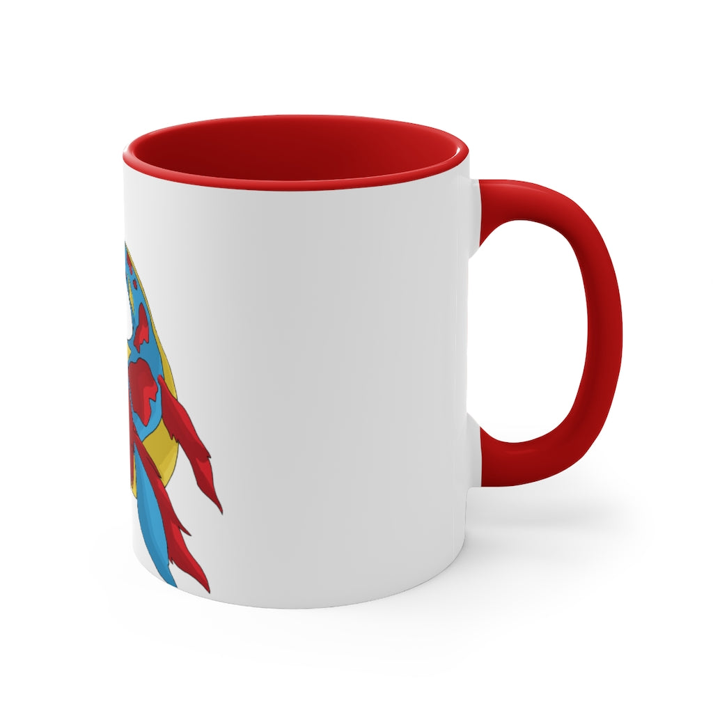 Sphale Accent Mug featuring a white exterior with a vibrant colored interior, showcasing its two-tone design and ergonomic C-handle.