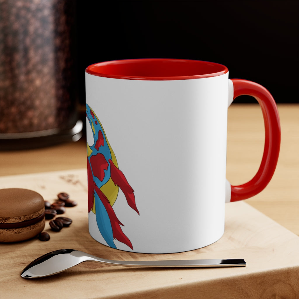 Sphale Accent Mug featuring a white exterior with a vibrant colored interior, showcasing its two-tone design and ergonomic C-handle.