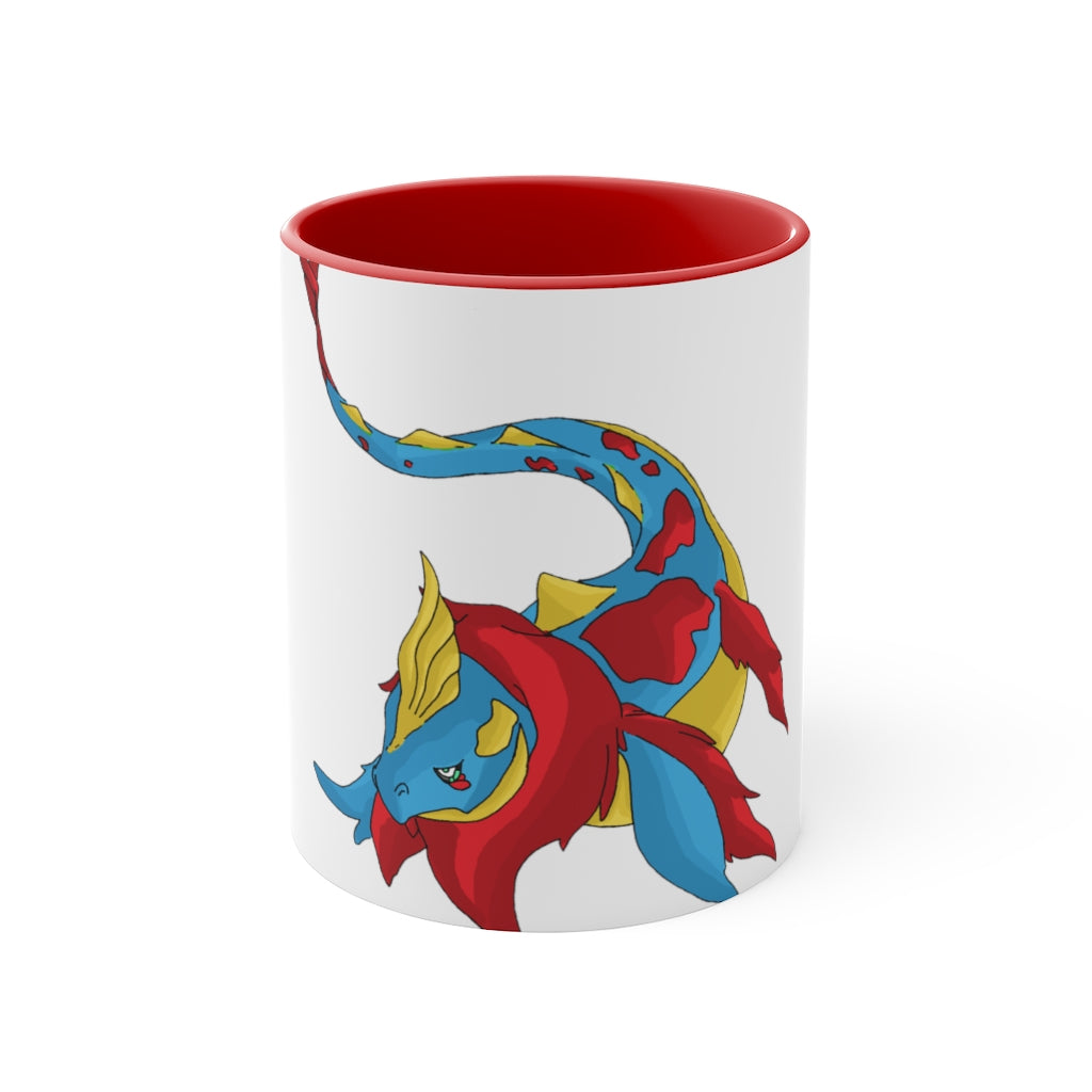 Sphale Accent Mug featuring a white exterior with a vibrant colored interior, showcasing its two-tone design and ergonomic C-handle.