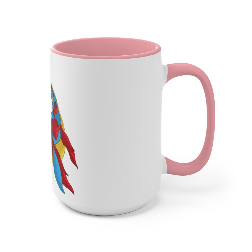 Sphale Accent Mug featuring a white exterior with a vibrant colored interior, showcasing its two-tone design and ergonomic C-handle.