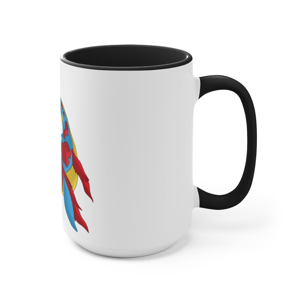 Sphale Accent Mug featuring a white exterior with a vibrant colored interior, showcasing its two-tone design and ergonomic C-handle.