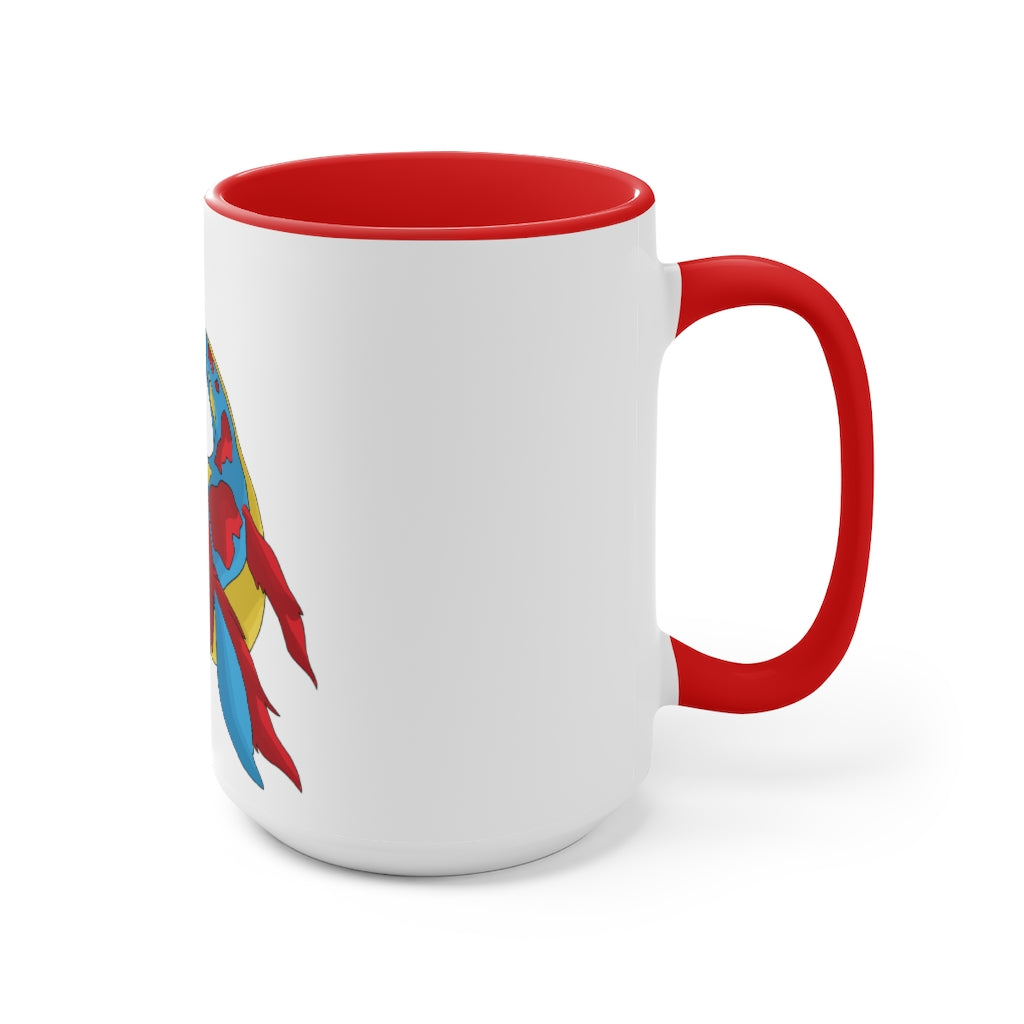 Sphale Accent Mug featuring a white exterior with a vibrant colored interior, showcasing its two-tone design and ergonomic C-handle.