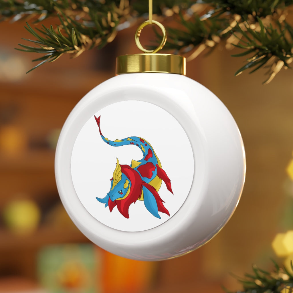 Sphale Christmas Ball Ornament with glossy finish and gold ribbon, featuring a vintage style and customizable metal insert.