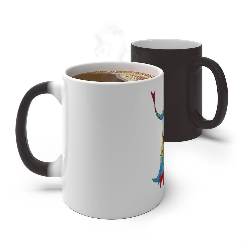 Sphale Color Changing Mug showcasing its vibrant color transformation when filled with hot liquid.