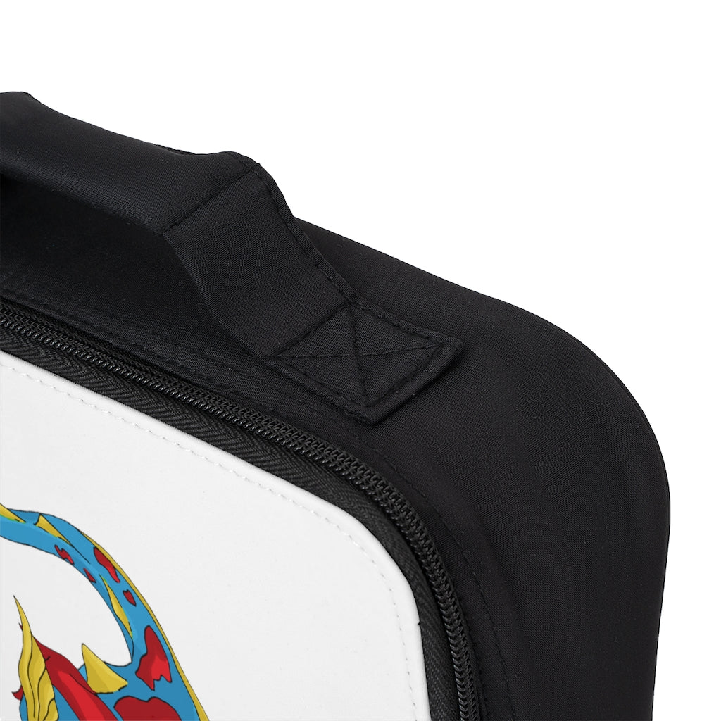 Sphale Lunch Bag featuring a black base and customizable white area, ideal for adults and kids.