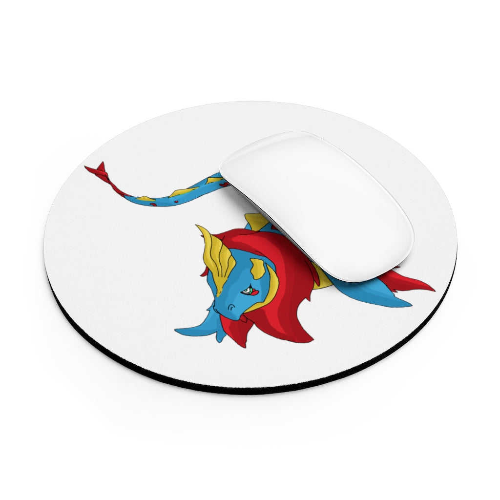 Sphale Mouse Pad in round and rectangular shapes with vibrant designs, showcasing neoprene material and non-slip rubber bottom.