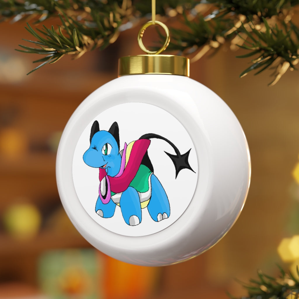 Sphanx Christmas Ball Ornament with glossy finish and gold ribbon, featuring a vintage design and customizable metal insert.