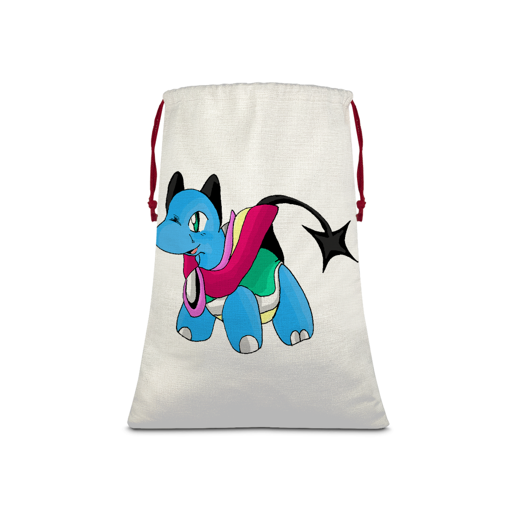 Sphanx Sublimation Linen Drawstring Sack with red drawstring, showcasing a stylish linen effect design, perfect for Christmas gifts.