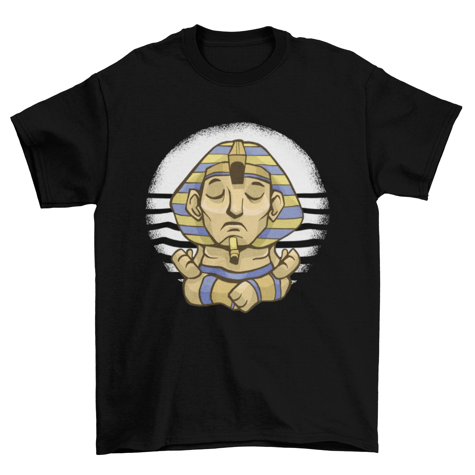 Sphynx Yoga T-Shirt featuring an Egyptian sphynx illustration in a yoga pose, perfect for yoga enthusiasts.