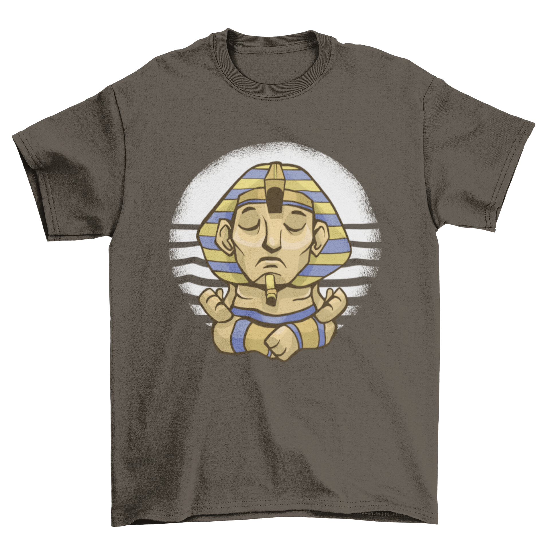 Sphynx Yoga T-Shirt featuring an Egyptian sphynx illustration in a yoga pose, perfect for yoga enthusiasts.